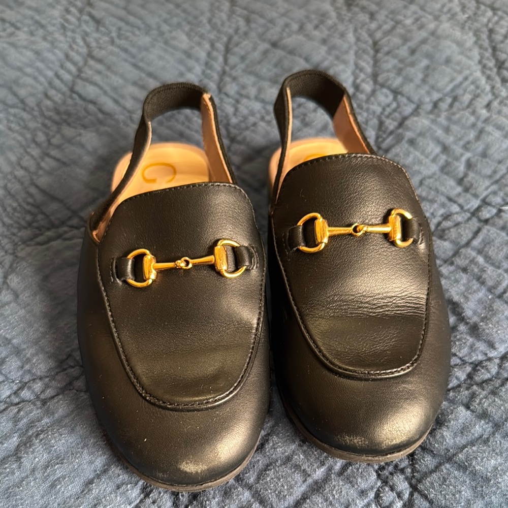 Toddler Gucci Black Leather Slip-On Loafers